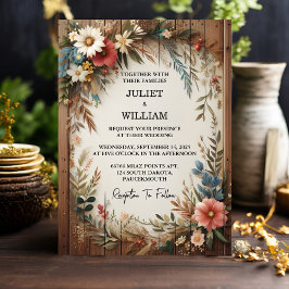 Uw Tuin Bloemen Lente Hout Boho Rustieke Bruiloft Kaart