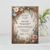 Uw Tuin Bloemen Lente Hout Boho Rustieke Bruiloft Kaart (Staand voorkant)