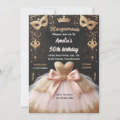 Uw Tutu Zwart Goud Chique Masquerade 50e Verjaarda Kaart (Voorkant)