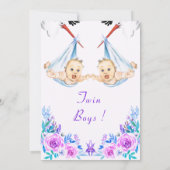 Uw Tweelingjongens Baby shower Uitnodiging (Achterkant)