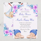 Uw Tweelingjongens Baby shower Uitnodiging (Voorkant / Achterkant)