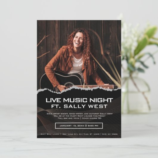 Uw uitnodiging voor een foto- en muziekevenement f (Staand voorkant)