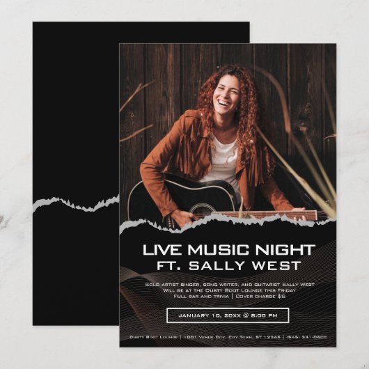 Uw uitnodiging voor een foto- en muziekevenement f (Voorkant / Achterkant)