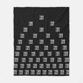 Uw unieke logo-boogpatroon | Zwart (bewerkbaar) Fleece Deken