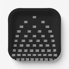 Uw unieke logo-boogpatroon | Zwart (bewerkbaar) Papieren Bordje