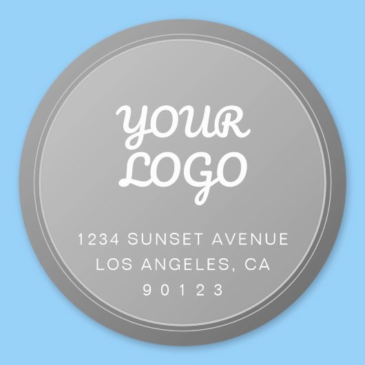 Uw unieke logo in grijs verloop retouradres ronde sticker