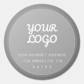 Uw unieke logo in grijze gradiënt retouradres ronde sticker (Voorkant)