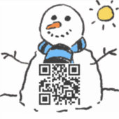 Uw URL op een Sneeuwman QR Code Sticker (Voorkant)