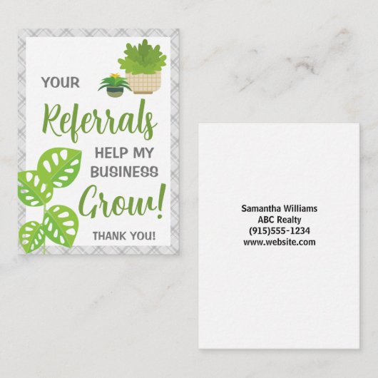 Uw verwijzingen helpen uw bedrijf te groeien notitiekaartje (Voorkant / Achterkant)