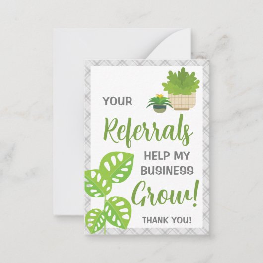 Uw verwijzingen helpen uw bedrijf te groeien notitiekaartje (Voorkant)
