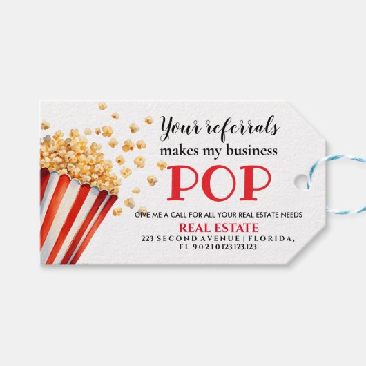 Uw verwijzingen maken mijn bedrijf Pop | Onroerend Cadeaulabel (Voorkant (Horizontaal))