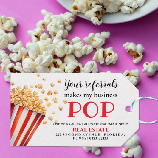 Uw verwijzingen maken mijn bedrijf Pop | Onroerend Cadeaulabel