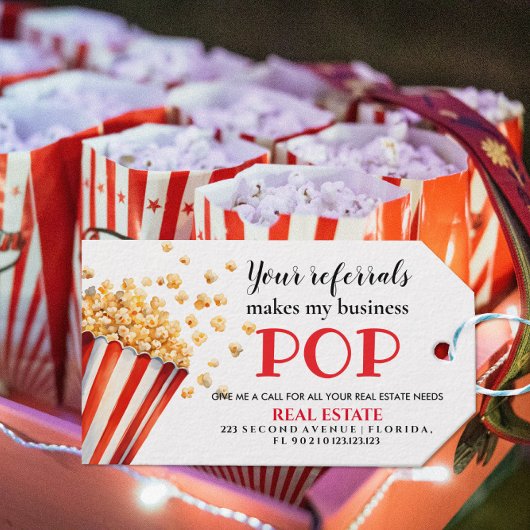 Uw verwijzingen maken mijn bedrijf Pop | Onroerend Cadeaulabel