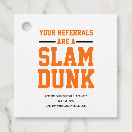 Uw verwijzingen zijn een slam dunk met contactdeta bedankjes labels (Voorkant)