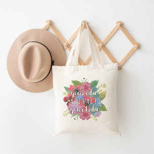 Uw vibe trekt uw citaat van de Wilde Bloem van de Tote Bag