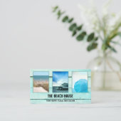 Uw vier foto's Aqua Turquoise-houtportfolio Visitekaartje (Staand voorkant)