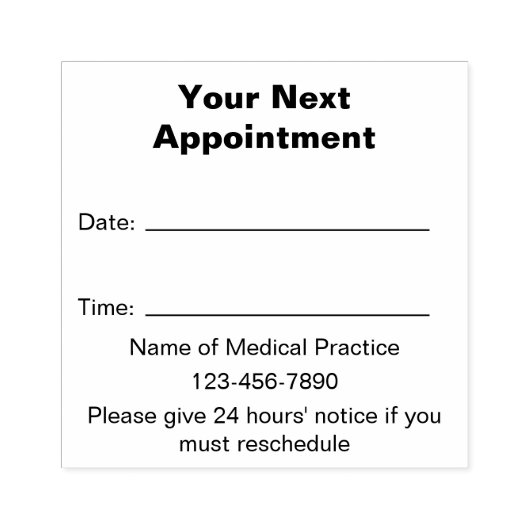 Uw volgende afspraak Dokters oefenen Sjabloon Rubberstempel (Afrduk)
