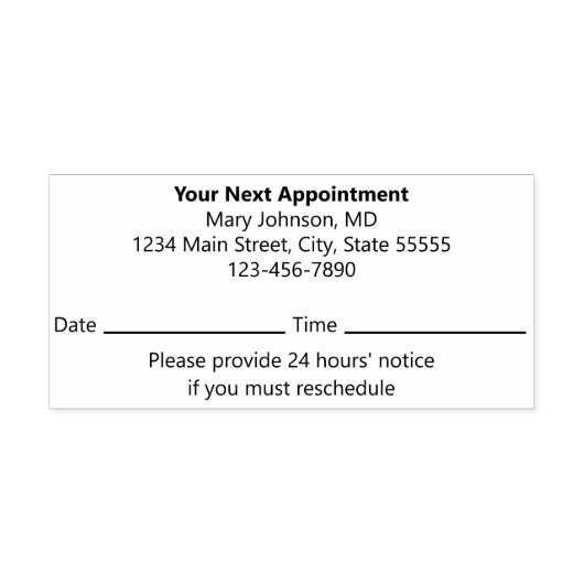 Uw volgende afspraak Patiënt Herinnering Arts Zelfinktende Stempel (Design)