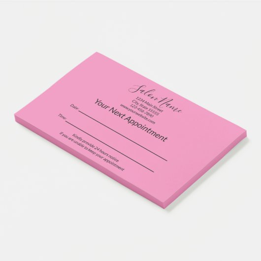 Uw volgende afspraak Schoonheidssalon Roze en Zwar Post-it® Notes (Schuin)