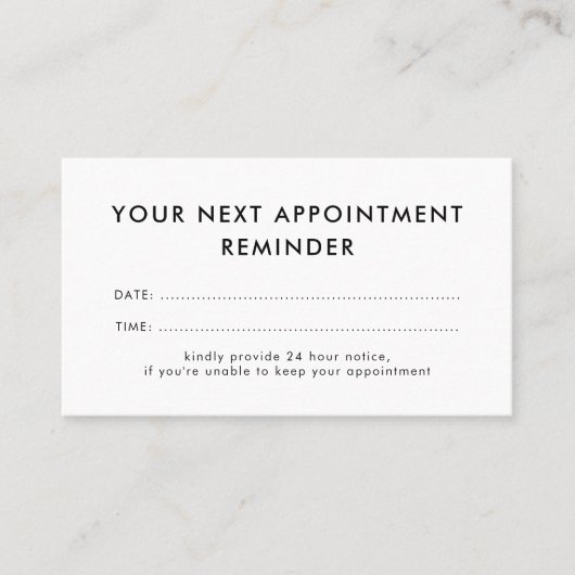 Uw volgende afspraakherinnering | Minimalistische  Afsprakenkaartje (Voorkant)