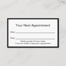 Uw volgende benoeming: Beauty Salon Black en White Afsprakenkaartje