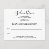 Uw volgende benoeming: Beauty Salon Black en White Briefkaart (Voorkant)