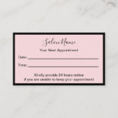 Uw volgende benoeming: Beauty Salon Bleek Pink Bla Afsprakenkaartje (Voorkant)