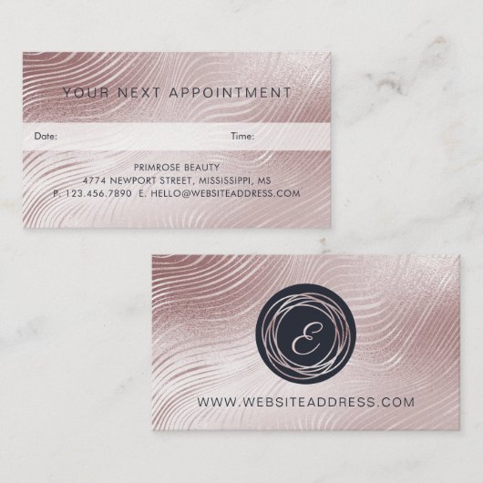 Uw volgende benoeming: elegant Abstract Roos Gold Afsprakenkaartje (Voorkant / Achterkant)