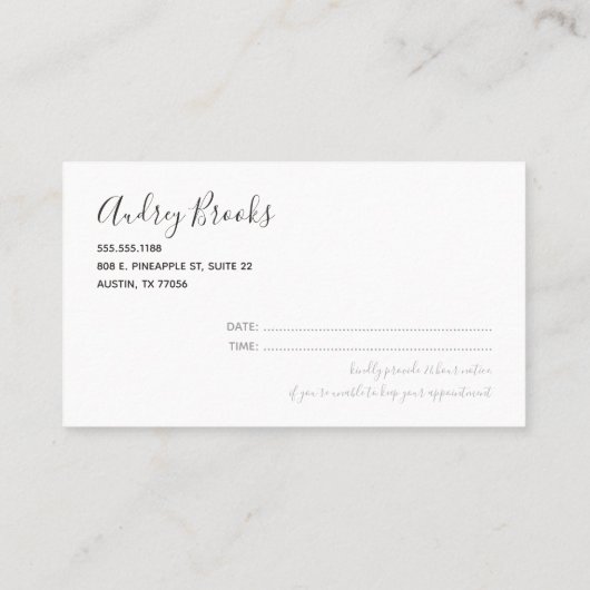 Uw volgende benoeming | Minimaal | Beroepsbeoefena Afsprakenkaartje (Achterkant)