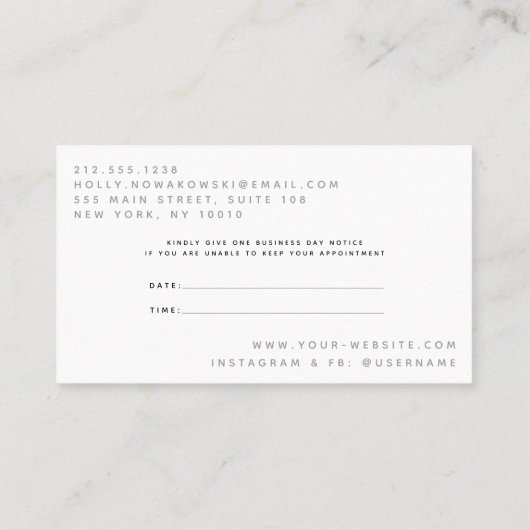 Uw volgende benoeming | Nieuw Klassiek | Minimalis Visitekaartje (Achterkant)