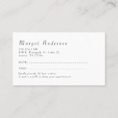 Uw volgende benoeming | Verfijnde minima | Afsprakenkaartje (Achterkant)