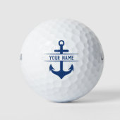 Uw voornaam Grappig Navy Blue Anker Monogram Golfballen (Voorkant)