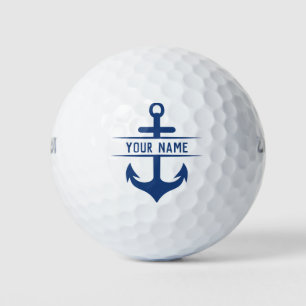 Uw voornaam Grappig Navy Blue Anker Monogram Golfballen