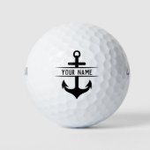 Uw voornaam Grappig Navy Blue Anker Monogram Golfballen (Voorkant)