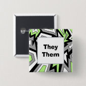 UW VOORNAAMWOORDEN Agender Pride geometrische mode Vierkante Button 5,1 Cm (Voorkant /achterkant)