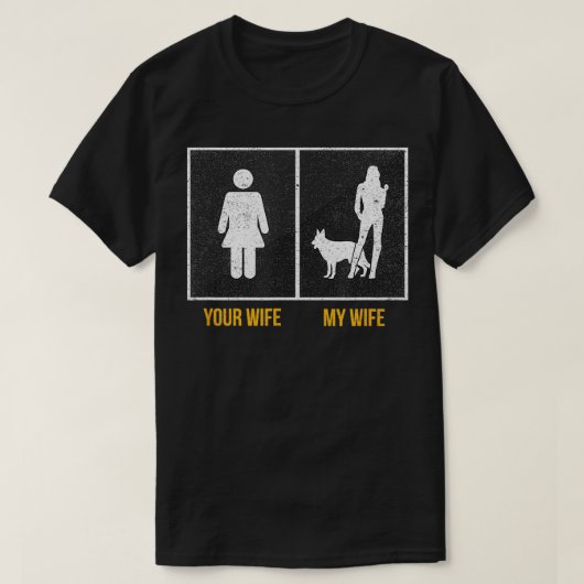 Uw vrouw Mijn vrouw Duitse herder Hondenliefhebber T-shirt (Design voorkant)