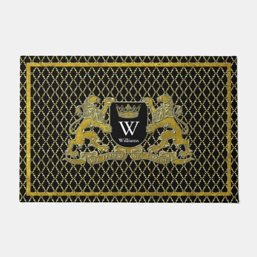 Uw wapen Monogram Jouw tekst Deurmat (Voorkant)