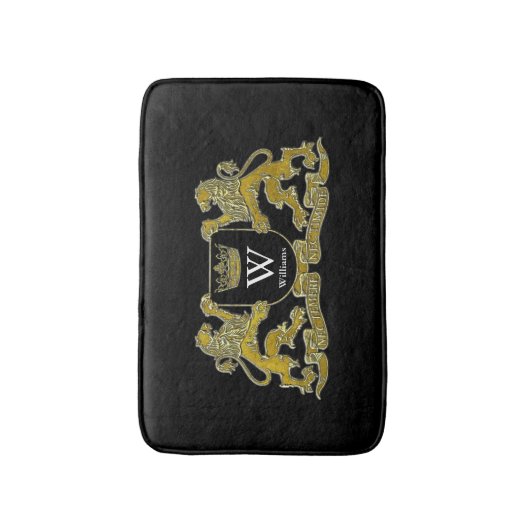 Uw wapenschild monogram en kleur badmat (Voorkant Verticaal)
