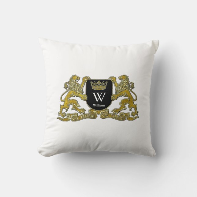 Uw wapenschild monogram en kleur kussen (Voorkant)