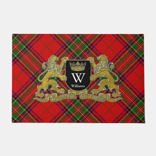 Uw wapenschild Monogram en Tartan Deurmat (Voorkant)