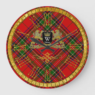 Uw wapenschild Monogram en Tartan Grote Klok