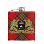 Uw wapenschild Monogram en Tartan Heupfles (Voorkant)