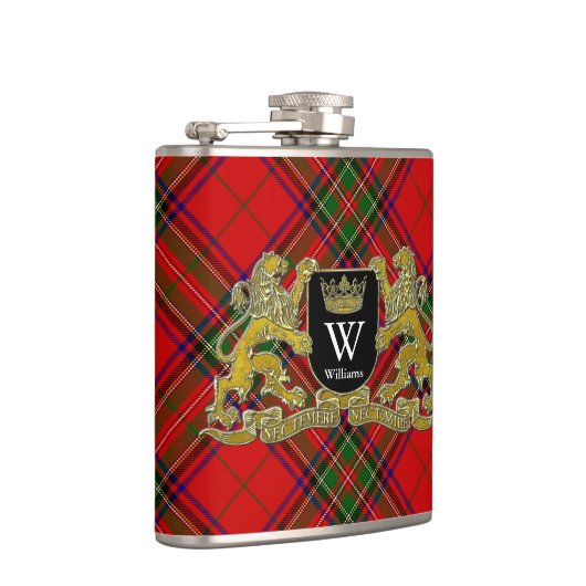 Uw wapenschild Monogram en Tartan Heupfles (Rechts)