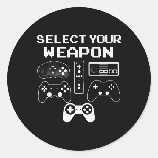 Uw Weapon Fun Video Game Shirt Controller Gift P Ronde Sticker (Voorkant)