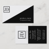 Uw winstplein zwart monogram wit visitekaartje (Voorkant / Achterkant)