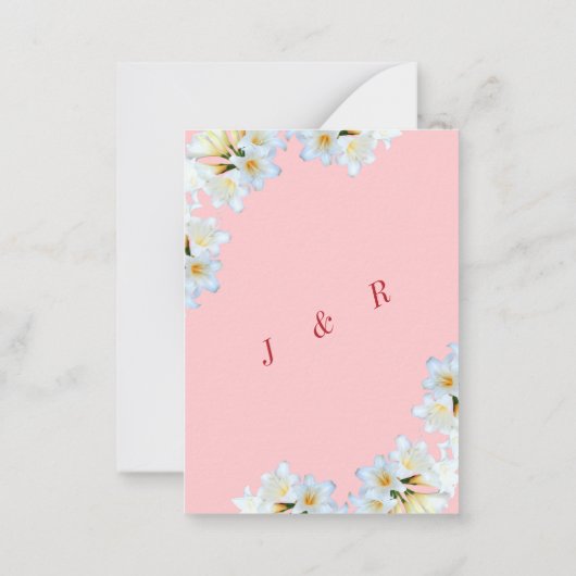 Uw witte lelies roze bruiloft uitnodiging Sjabloon (Achterkant)