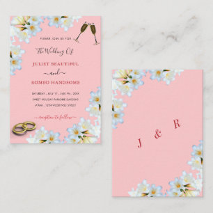 Uw Witte Lelies Roze Huwelijksuitnodiging Template Notitiekaartje