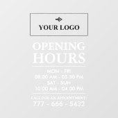 Uw witte openingstijden en -nummer voor uw zakelij raamsticker (Vel)