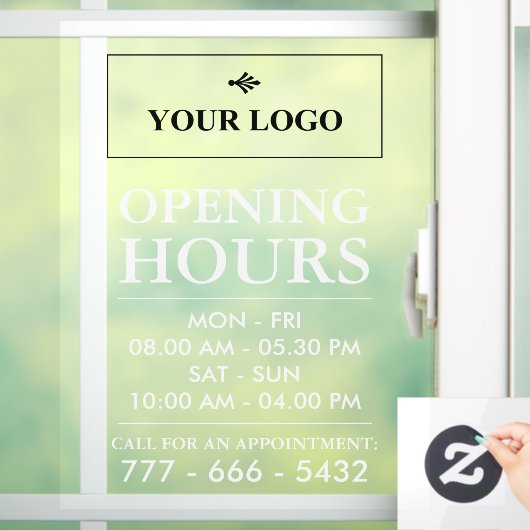Uw witte openingstijden en -nummer voor uw zakelij raamsticker (Huis)