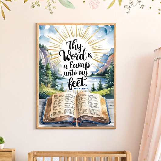 Uw Woord is een Lamp Christelijke Nursery Wall Art Poster